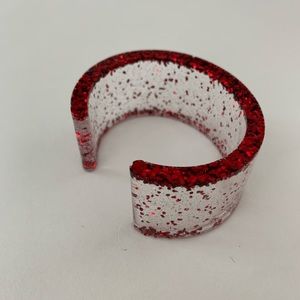 Resin Art- cuff bracelet - Red Snow